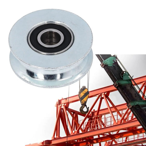 Groove Roller Wheel Bearing Pulley With 64Mm Outer Diameter And 15Mm Center Hole, Alloy Steel Guide Wheel for industrial hanging projects.
