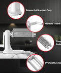 Must-Have Manual Meat Tenderizer Tool With Stainless Steel Gear, Durable Rolling Tenderizer, suction cup base, side view.