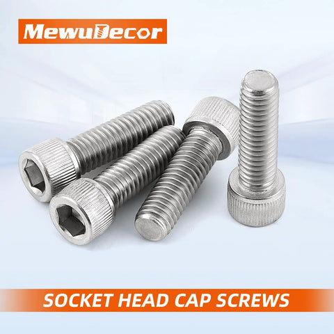 Pro Shop Grade M8 X 1.25 Full Thread Socket Head Cap Screws In Tough As Nails 304 Stainless Steel With Secure Allen Drive For Heavy Duty Projects And Quick Garage Fixes Pack Of Twenty - display of four socket head cap screws.