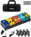 Guitar Pedal Board With Power Supply 10 Isolated Outputs Aluminum Alloy Portable Pedal Board With Bag Compact Mini Powered Pedal Board For Guitar Effects Stable Noise Free Power For Travel Gigs Bag Included