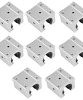 Beefy 8 Pack Aluminum Slide Block Set For 20mm SBR20 Linear Guide Rail Bearings visible in organized layout