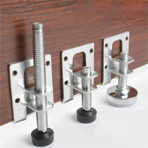 Heavy Duty Adjustable Leveling Feet Set for Cabinets Tables Desks Workbenches and Shelving Units 6 Pieces With Screw In Posts Solid Metal Core