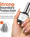 Hand holding Gel Polish Liquid Latex Nail Barrier With Peel Off Barrier Stick For Mess Free Manicures, Fast Dry Cuticle Guard