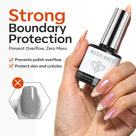 Hand holding Gel Polish Liquid Latex Nail Barrier With Peel Off Barrier Stick For Mess Free Manicures, Fast Dry Cuticle Guard