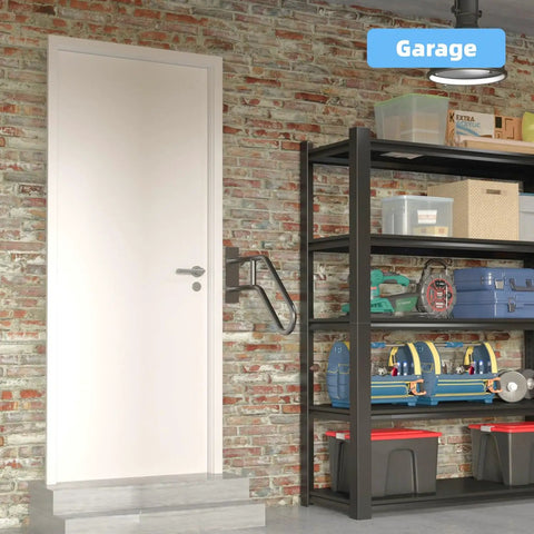 Garage with Outdoor Stair Handrail Wall Mount for 1 to 3 Steps, U-Shaped Matte Black Rail, 26 Inch Length, Weatherproof and Rugged