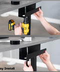 Installing Under Desk 17 Inch Cable Management Trays, 2 Pack Black Cord Organizer with drill, easy under desk mount