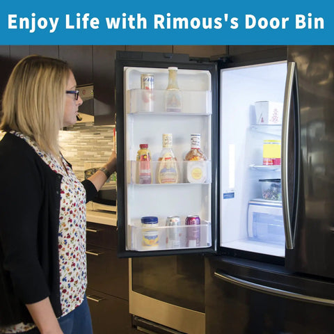 Left Side Refrigerator Door Shelf Replacement For Models RF262BEAESR RF261BEAESR RF260BEAESG RF260BEAESR in use in kitchen