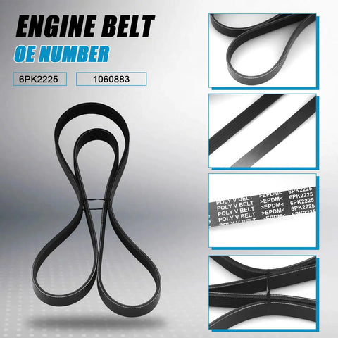 Premium 6PK2243 Serpentine Drive Belt For Dodge Durango Ram Tundra And Toyota Land Cruiser, 6 rib EPDM material.