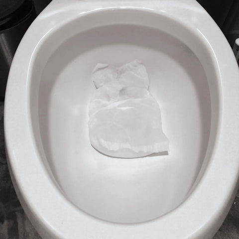 Ultra Absorbent Mats 10 Pack Dual Sided Absorption Gel Conversion Locks In Liquids Quickly shown in toilet use