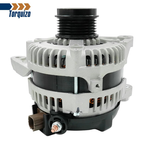 Front view of Beefed Up Replacement Alternator For Camry 2015 To 2017 And RAV4 2013 To 2018 AWD With Two Point Five L Engine 12V 125A Six Groove Clutch Pulley Clockwise Compatible Replacement Part 27060 0V170 104211 3541