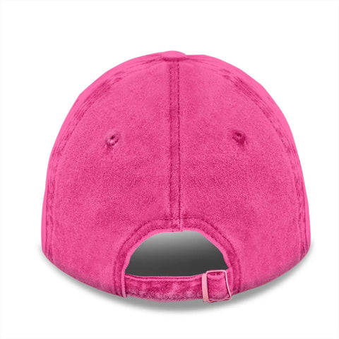 Back view of Im Sexy And I Tow It Vintage Funny Camping RV Camper Truck Hat in rose red, adjustable strap, breathable fabric.