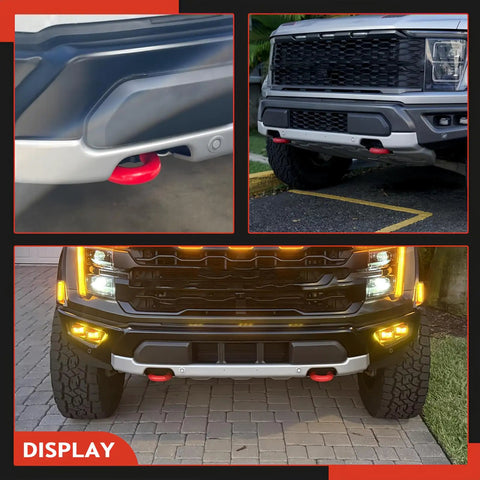 Ford F150 Tow Hook Covers Red Fits 2004-2026 and Bronco Base Big Bend Outer Banks 2021-2026 Also Fits Toyota Tundra 2017-2021 Tough