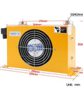Pro Grade High Flow Hydraulic Oil Cooler Plate Heat Exchanger with fan, measurements, 60 L/min cooling, black, AC 380V, 2 MPa pressure