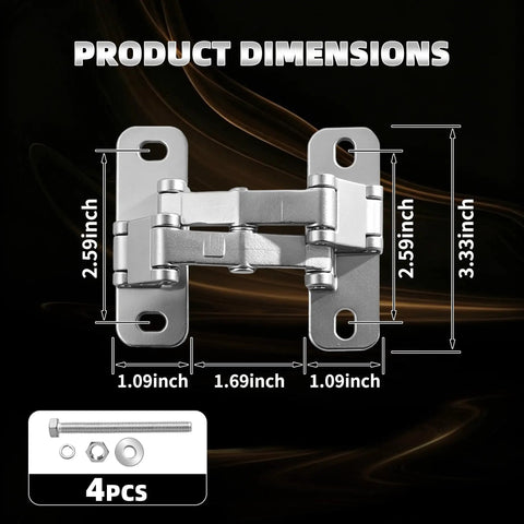 Beefy Heavy Duty Stainless Steel Trap Door Gate Hinges 180 Degree Swing Weld On Mount dimensions shown in image