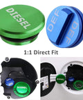 Magnetic Diesel Fuel Cap And DEF Cap Aluminum Combo Pack for Ram 1500 2500 3500 Trucks 2013 2019 installed view