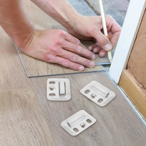 Installing flooring with 100 Piece Stainless Steel Wall Panel Clamps Buckles Fixing Kit For Furniture Hardware And Home Hanging Durable Mounting Set