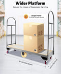 Heavy Duty Platform Truck Dolly With Slick Swivel Casters Marine Deck Hauler No Sweat Utility Dolly for transporting boxes in warehouse.