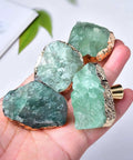 Green Fluorite Stone Cabinet Knobs Set Dope Healing Crystal Drawer Handles Gold Plated Gemstone Cupboard Pulls For Home Office Decor Fits Kitchen Cabinets Dressers 4 Pack displayed in hand