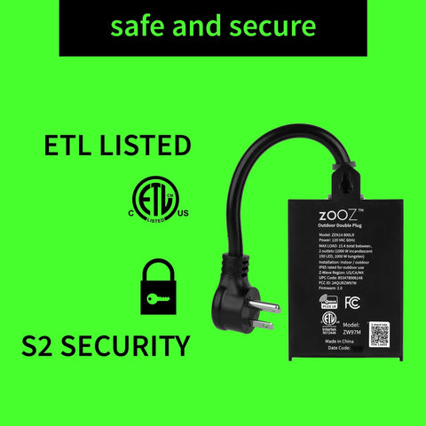 Long Range Z Wave Outdoor Dual Outlet Plug ZEN14 Hub Required Works With Z Box Home Assistant And Hubitat IP65 Weatherproof detail view