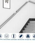 Get Grip Of Safety With This Badass Stainless Steel Hand Rail Grab Bar designed for outdoor steps with adjustable length.