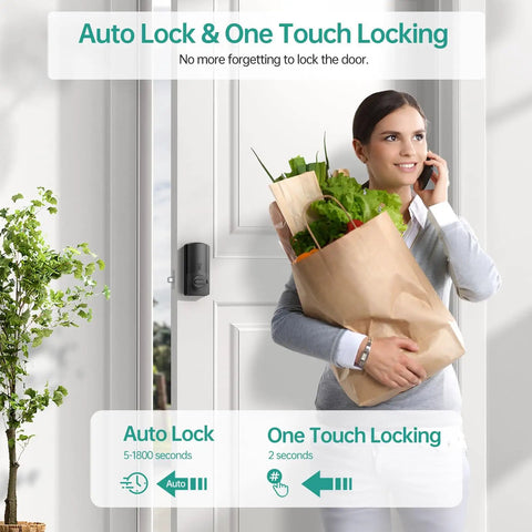 Smart Front Door Lock With Fingerprint And Bluetooth Deadbolt Keypad Entry App Control And Alexa Compatibility Auto Lock