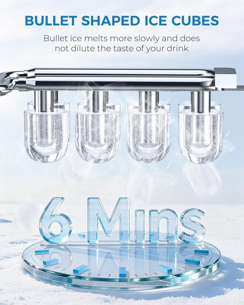 Countertop Ice Maker With Handle Portable Self Cleaning Ice Machine 26 Lbs Per Day 8 Cubes Ready In About 6 Minutes Great