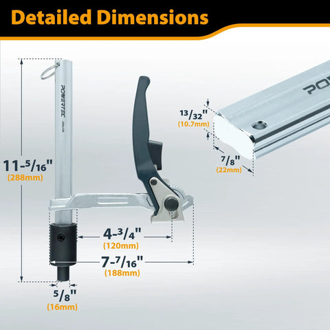 Detailed dimensions of Heavy Duty Welding Clamps Set of 2 for 5/8 Inch Fixture Holes, showing measurements and parts