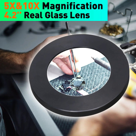 Dual 5X And 10X Magnifying Desk Lamp With Light magnifies small electronics for precise PCB work