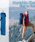 Foldable Camping Chair With Cup Holder, 225 Lb Capacity, Ultra Stable Portable Seat With Big Anti Sink Feet, blue pack on mountain