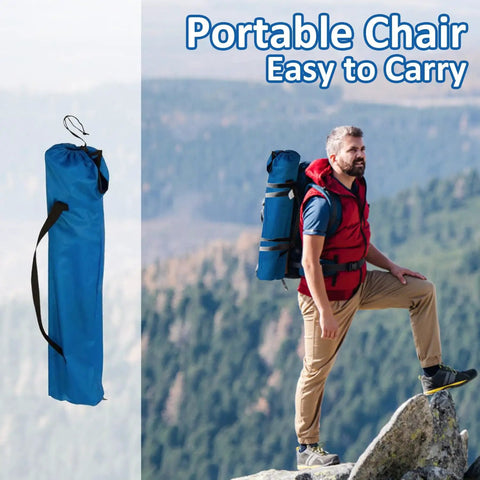 Foldable Camping Chair With Cup Holder, 225 Lb Capacity, Ultra Stable Portable Seat With Big Anti Sink Feet, blue pack on mountain