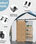 Heavy Duty Exterior Barn Door Hardware Kit For Outdoor Use, Box Rail Sliding Track System, Weatherproof Black Finish