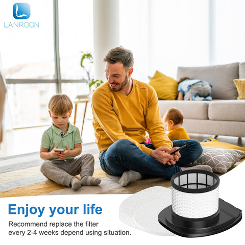 Family with children on floor next to Shark Vacuum Filter Replacement Kit For IX141 IX140 IZ140 IX142 IZ140C IX141C IX141H