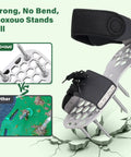 Side view of Heavy Duty Lawn Aerator Shoes with thick metal base, longer steel spikes, and adjustable straps, showing sturdiness.