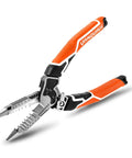 8 In 1 All In One Wire Stripper And Cutter Tool For 8 To 18 AWG Solid Wire And 10 To 20 AWG Stranded Wire With Deburring Looping And Twisting Bolt Cutter Pliers Heavy Duty CRV Steel on white background