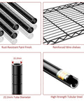 Heavy Duty 5 Tier Steel Wire Shelving Unit On Casters For Garage Kitchen Office Laundry Basement, Adjustable Shelves, carbon steel details.
