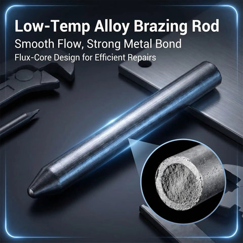Low Temperature Welding Rods For Aluminum, Stainless Steel, And Iron, Pro Grade Easy Melt Repair, flux-core design detail