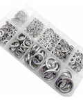Stainless Steel Spring Lock Washer Assortment Kit 590 To 930 Pieces M1.6 To M16 304 Grade Rust Resistant Split Washers In Box With Elastic Gasket for metric storage