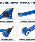Blue two-piece front upper control arms with ball joints and bushings for GM trucks/SUVs (07–18 Escalade/Sierra/Yukon)