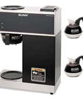 Workhorse Pourover Coffee Brewer Model VPR with upper and lower warmers for 12 cups in stainless steel and black finish.