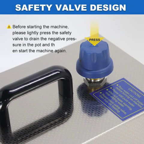 Safety valve design on Top Shelf Jewelry Steam Cleaner Machine for Deep Cleaning Gold Silver Rings and Valuable Gems.