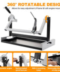 Motorcycle Engine Stand For Vertical Single Cylinder 2 Stroke Or 4 Stroke Motors, showing 360° rotatable design and features.