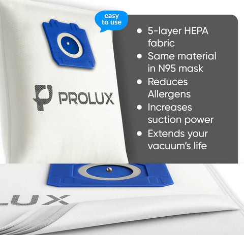 Six Pack HEPA Bags And Two Post Filters For Upright Vacuum Cleaners 6000 Through 9000 Series Upgrade Kit with N95 filtration detail