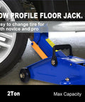 Low Profile 2 Ton Floor Jack Built Tough With Heavy Duty Steel Hydraulic System, lifting car tire, Quick Lift Single Piston Pump