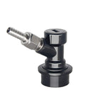 High Grade 304 Stainless Swivel Flare Nuts Match Ball Lock Or Pin Lock Keg Fittings with beer barb and black finish.