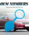 Windshield Washer Fluid Cap Replacement OEM 38513-SC4-672 in front of a red car exterior
