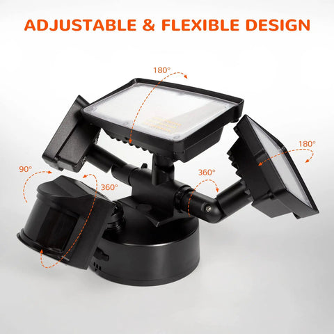 Beast Bright 4600 Lumen Motion Sensor Security Flood Light Outdoor 40W 300W Equivalent, adjustable dual-head design