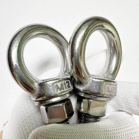Beefy Heavy Duty M12 Eye Bolt Set, 304 Stainless Steel Shoulder Eyebolts With Nuts And Flat Washers, Rust Resistant
