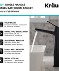 Indy Single Handle Vessel Bathroom Faucet with Chrome Finish, Solid Brass Construction, shown installed by a sink.