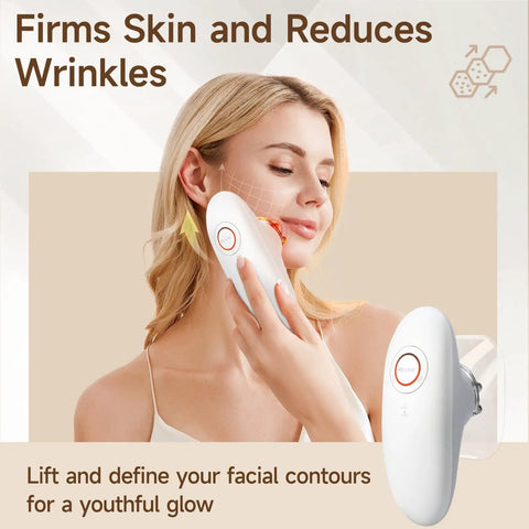 Woman using Three In One At Home Body Sculptor With Suction Massage And Red Light Therapy for facial skin care