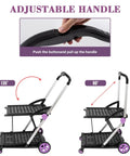 Collapsible Shopping Cart On Wheels Folding Utility Cart with adjustable handle and dual positions for portability and convenience.